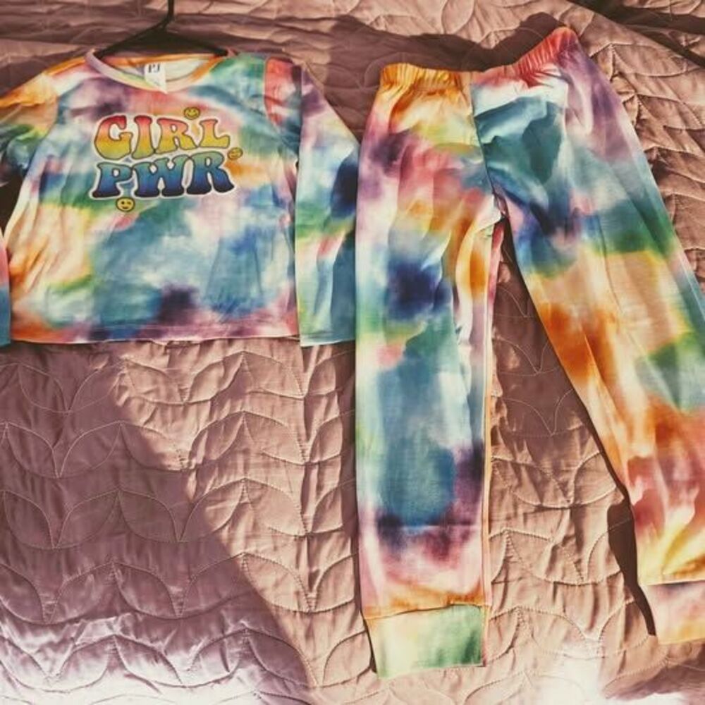 PJ Place Kids Tie-Dye Girl PWR Pajama Set Size 5/6